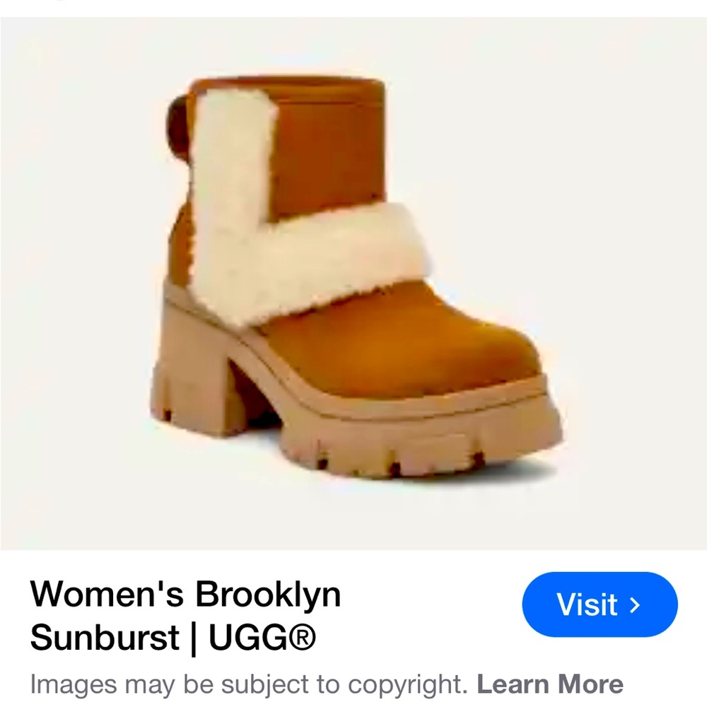 UGG Women's Brooklyn Heeled Boot in Chestnut with Cream Shearling